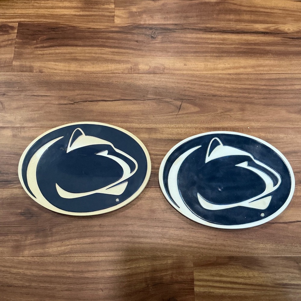 Penn State Wall Plaques Nittany Lions OS Navy Blue Set of 2 Raised Logo Decor